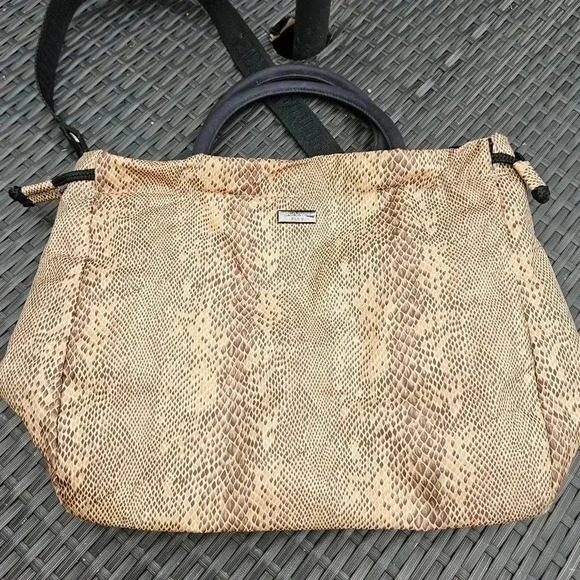 Sonia Rykiel Hand/Shoulder/Crossbody Snake Print Drawstring Nylon Bag - Picture 2 of 11